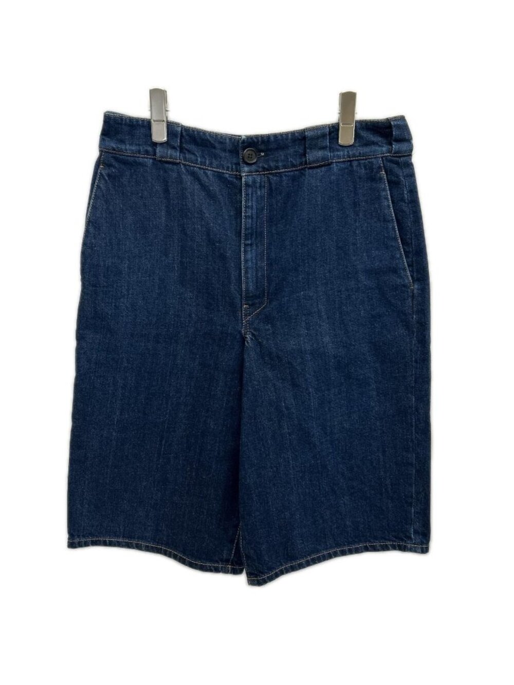 Prada Triangle Plate Indigo Denim Shorts 38